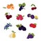 Flat design, colourfully set of fruit icons.