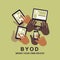 Flat design concept of BYOD