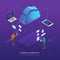 Flat design concept cloud computing technology users network con