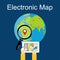 Flat design concept for electronic map, navigation. searching a place.