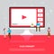 Flat design concept vlog. Team develop channel video online. Vector illustrate.