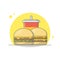 Flat design of double burger and  softdrink