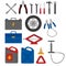 Flat design elements of Car service and diagnostic. Auto mechanic repair of machines. Mechanic Tools and equipment set.