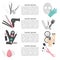 Flat design elements of cosmetology, hairdressing, makeup and manicure.