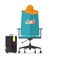 Flat design of empty office chair with fight ticket. Boss or Employee have a vacation.