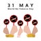 Flat design with hands hold may 31st world no tobacco day sign,