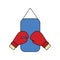 Flat design icon of Boxing pear and gloves