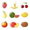 Flat design icons fresh fruit apple cherry