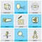 Flat design icons set of vector line prototype promote idea