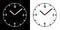 Flat design Illustration of clock face or wristwatch with black and white dial, numbers, hands and red center, vector