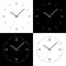 Flat design Illustration of clock face or wristwatch with black and white dial, numbers, hands and red center, vector