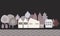 Flat design illustration of a village or town on the banks of th