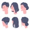 Flat design isometric women character heads