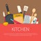 Flat design kitchen concept.
