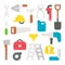 Flat design labor tools set