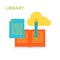 Flat design Library Icon. Cloud Service. Vector