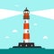 Flat Design Lighthouse Illustration with Sea