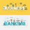 Flat design line concept banner- Business and Banking