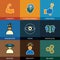 flat design line icons of wisdom, knowledge, imagination - concept vector