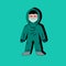 Flat design man wearing glasses use green hazmat