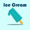 Flat design, melted blue ice cream.