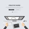 Flat design mockup template for creative workplace