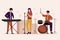 Flat design of music band performance on stage