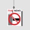 Flat design of newspaper, Fake News headline hanging on hook with stop sign. Vector of breaking with news communication and social