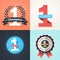 Flat Design Number One Winner ribbons and badges