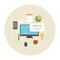 Flat design office work pictograms set