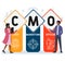 Flat design with people. CMO - Chief Marketing Officer  acronym. business concept background.