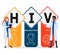 Flat design with people. HIV  - Human Immunodeficiency Virus, medical concept.