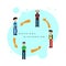 Flat design of physical distance illustration vector concepts,people in public area keeping distance to protecting from covid-19