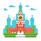 Flat design Red square clock tower