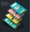 Flat design responsive UI mobile app with 3d mockups