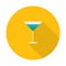 Flat Design Round Icon with High Cocktail Glass