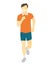 Flat design running man. Boy run, front view. Vector illustration for healthy lifestyle, weight loss, health and good habits