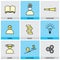 Flat design set of vector line icons of know imagine discover th