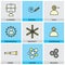 Flat design set of vector line icons of planning mission goal ta