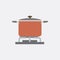 Flat Design Side View Pot on The Gas Stove Vector