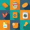 Flat design spring cleaning icons