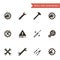 Flat Design Style Black Tools Gear Wheels Icons