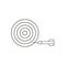 Flat design style vector concept of bullseye with dart icon in the side on white. Black outlines