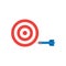 Flat design style vector concept of bullseye with dart icon in t