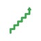 Flat design style vector concept of line stairs symbol icon with arrow pointing up on white. Colored outlines