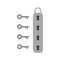 Flat design style vector concept of padlock icon with four keyholes and four key on white