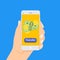 Flat design style vector illustration of modern smartphone with processing of mobile payments