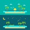 Flat design of summer paradise beach