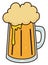 Flat design with a tankard with frothy beer, Vector illustration