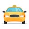 Flat design taxi car front view. Vector illustration.